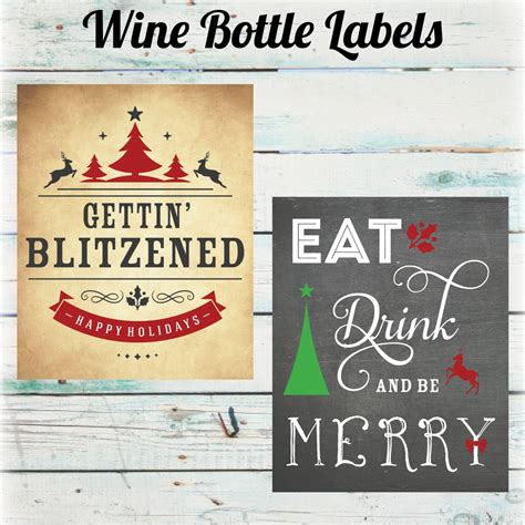 Funny Christmas Wine Bottle Labels Holiday Wine Bottle