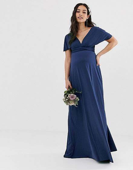 Tfnc Maternity Bridesmaid Multiway Maxi Dress In Navy