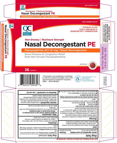 Nasal Decongestant Pe Maximum Strength Phenylephrine Hcl