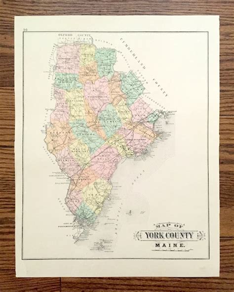 Antique 1891 York County Maine Map By George N Colby Etsy