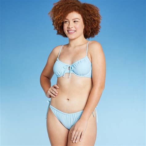 Juniors Shirred Underwire Bikini Top Xhilaration Blue Medium 4 6 EBay