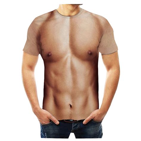 Mens Funny 3d Muscle Print T Shirt Body Print T Shirt For Male Tee Shirt Short Sleeve Top