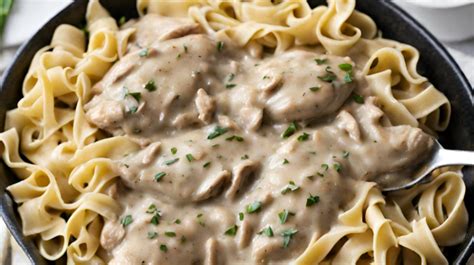 Comforting Chicken Stroganoff With Egg Noodles