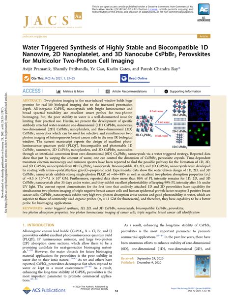 Pdf Water Triggered Synthesis Of Highly Stable And Biocompatible D