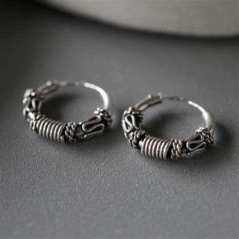 12mm Silver Bali Hoops Bali Hoops Sterling Silver 925 62 Etsy