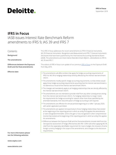 Ifrs In Focus Interest Rate Benchmark Reform Pdf International Financial Reporting