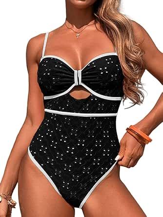 Amazon BYINDED Women S One Piece Spaghetti Strap Hollow Out Bikini