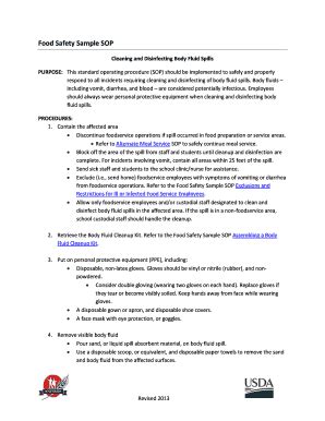 Fillable Online Food Safety Sample Sop National Food Service