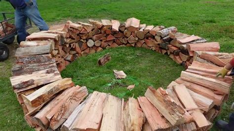 Stacking Fire Wood In A Circle Youtube