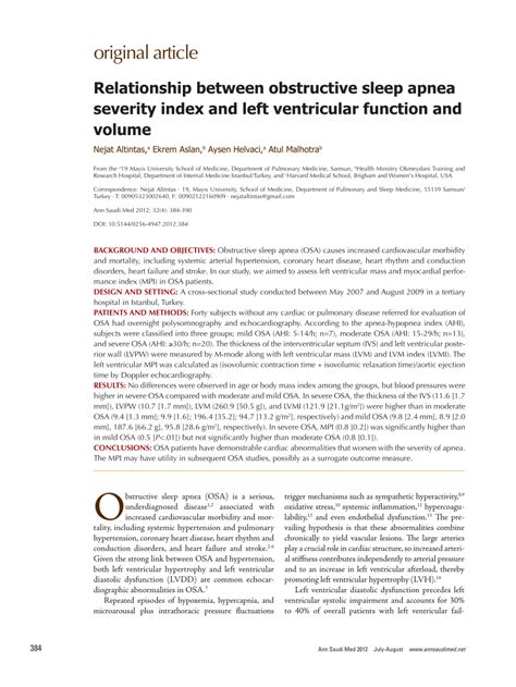 Pdf Relationship Between Obstructive Sleep Apnea Severity Index And