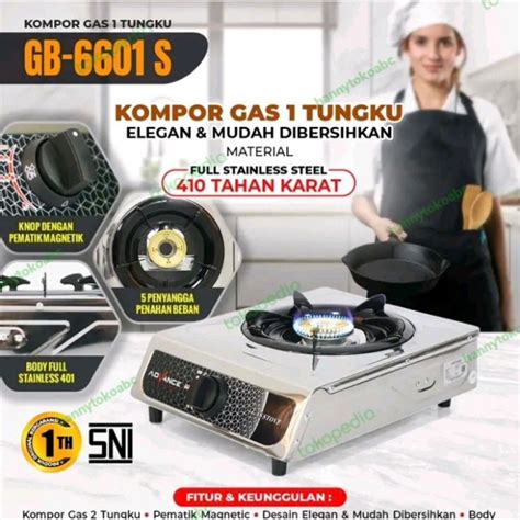 Jual Kompor Gas Stainless 1 Tungku Advance GB 6601S Shopee Indonesia