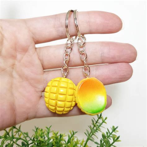 Mango Keychain From Polymer Clay Fruit Key Chain Tropical Etsy