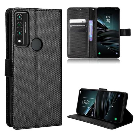 For Tcl X G T Dl Diamond Texture Leather Phone Case Black