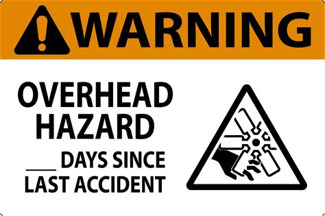 Warning Sign Overhead Hazard Days Since Last Accident Vector