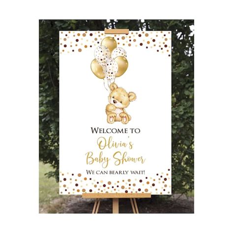 Printable Teddy Bear Baby Shower Welcome Sign Editable Etsy