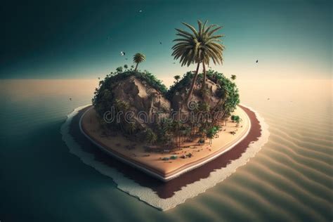 Paradise Of Love Nice Aerial View Of A Heart Shaped Island Tropical