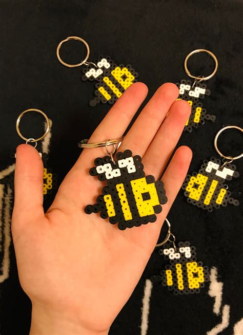 Cute Perler Bees Keychain Etsy