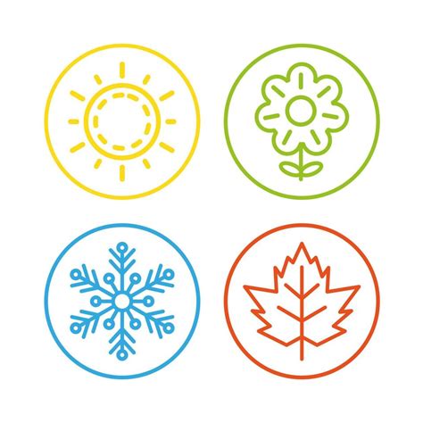 Set Collection Of Four Seasons Icon Summer Spring Winter And Autumn