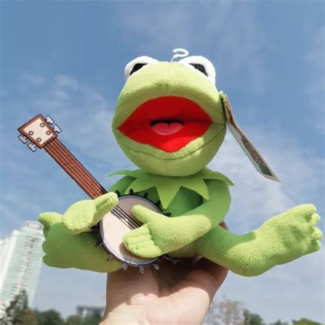 DISNEY KERMIT MUPPETS Kermit the Frog with Guitar Toy plush 18cm Gift £ ...