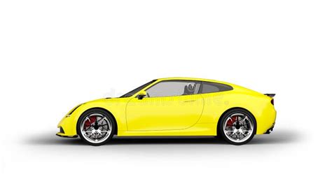 Carro De Esportes Amarelo Isolado No Fundo Branco Imagem De Stock