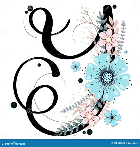 Ornamentos Alfab Ticos Carta De Vector Floral Con Flores Para Tarjeta