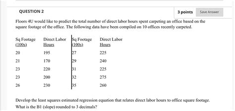 Solved Question 1 3 Points Save Answer Floors 4u Would Like