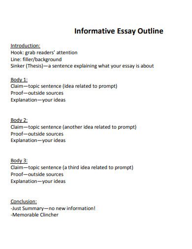 Informative Essay Outline 6 Examples Format Pdf