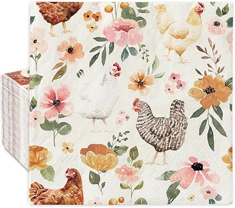 Amazon AnyDesign 80Pcs Hens Paper Napkins Watercolor Floral