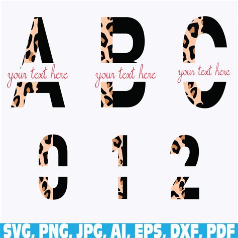 Half Leopard Font Leopard Cheetah Half Print Font Letters Alphabet