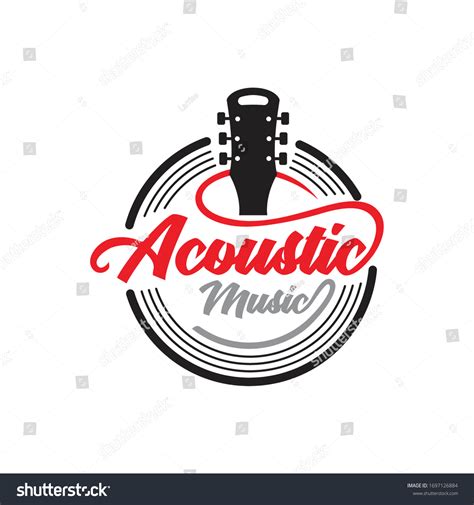 Creative Acoustic Guitar Music Logo Design Stock Vector Royalty Free