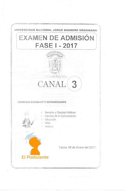 PDF Examen Admisión 2017 Fase 1 UNJBG Canal3 PDF fileuniversidad