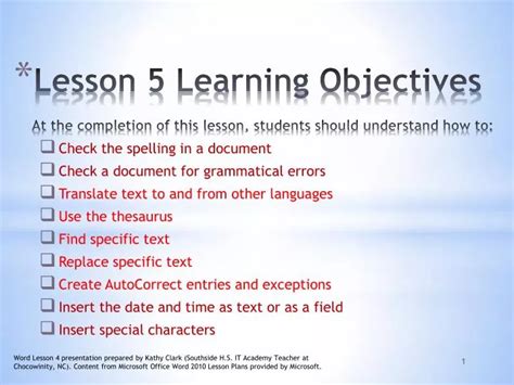 Ppt Lesson 5 Learning Objectives At The Completion Of This Lesson