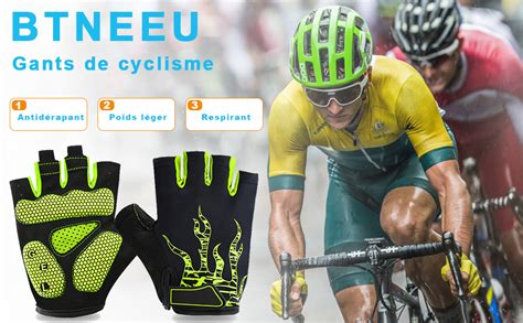 Btneeu Gants Cyclisme Demi Doigts Gants Velo Gel Anti Choc Anti