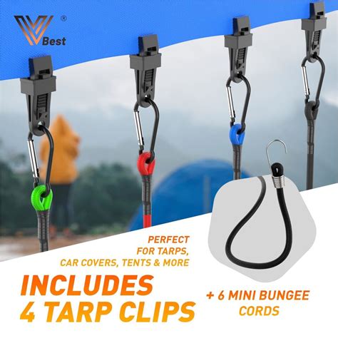 Vbest Bungee Cords With Hooks Carabiner Bungee Cords Heavy Duty