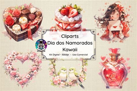 Kit Digital Cliparts Dia Dos Namorados Kawaii Elo7