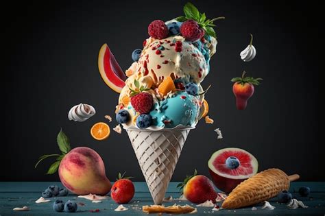 Premium Photo | Ice cream with fruits