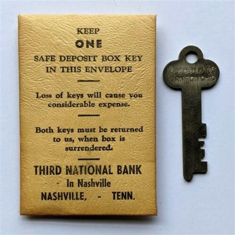 Third National Bank Nashville Tennessee Safe Deposit Box Key Envelope