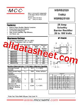 MBRB2535 Datasheet PDF Micro Commercial Components