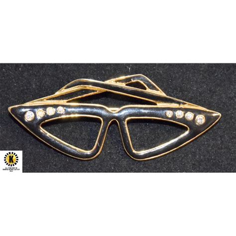 Vintage Eyeglasses Brooch With Rhinestones