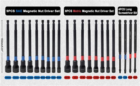 Amazon Pcs Magnetic Nut Driver Set Long Nut Drivers In Sae