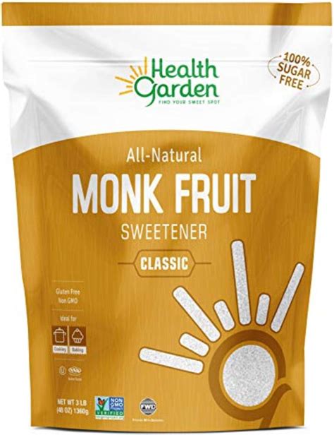 Health Garden Monk Fruit Sweetener Golden Non Gmo Gluten Free Sugar Substitute