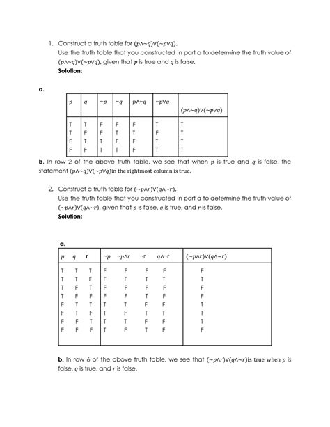 Construct A Truth Table For P Q Pq Construct A Truth Table For