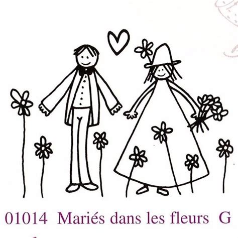 Tampon en bois mariés dans les fleurs marque aladine Wedding