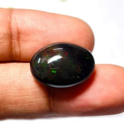 Naturel Éthiopien Noir Opale Ovale Cabochon Desseré Pierre Précieuse 14