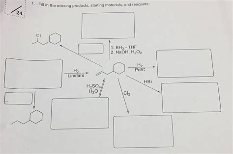 Solved Fill In The Missing Products Starting Materials And