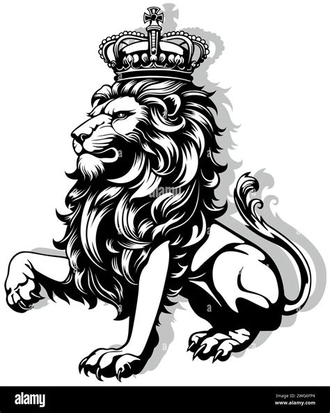 Drawing Of A Heraldic Lion With A Royal Crown Stock Vector Image And Art Alamy