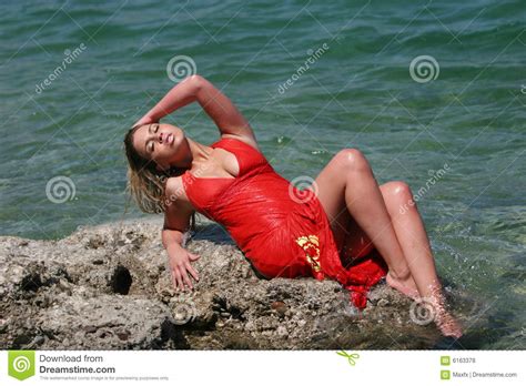 Blonde Girl With Wet Dress Stock Photo Image Of Seductive