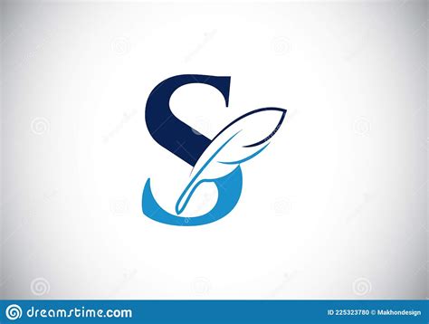 Initial S Monogram Alphabet With A Feather Font Emblem Law Firm Icon