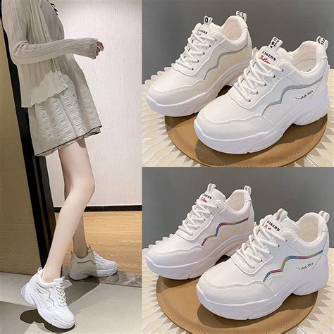 New Korean Fashion Rubber Shoes For Women Add One Size Shopee