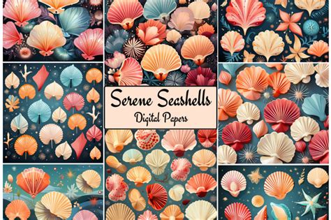 Serene Seashells Digital Papers Graphic By Craft Studios Creative Fabrica